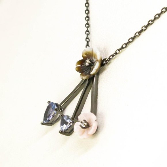 New Womens Amethyst Tanzinite Necklace 925 Silver - Picture 3 of 3